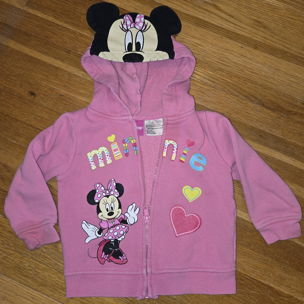 Disney Minnie Mouse‎ Baby Zip Up Jacket With Minnie On The Hood 18 Month